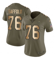 Women's Nike Los Angeles Rams #76 Rodger Saffold Limited Olive/Gold 2017 Salute to Service NFL Jersey