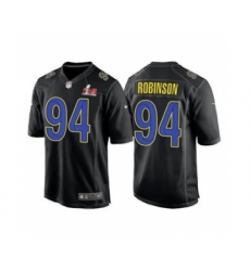 Men's Los Angeles Rams #94 A'Shawn Robinson Black 2022 Super Bowl LVI Game Stitched Jersey