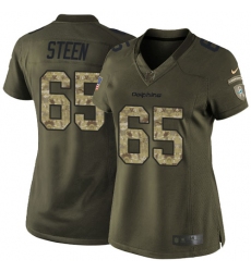 Women's Nike Miami Dolphins #65 Anthony Steen Elite Green Salute to Service NFL Jersey