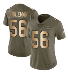Women's Nike Minnesota Vikings #56 Chris Doleman Limited Olive/Gold 2017 Salute to Service NFL Jersey