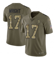 Men's Nike Minnesota Vikings #17 Jarius Wright Limited Olive/Camo 2017 Salute to Service NFL Jersey