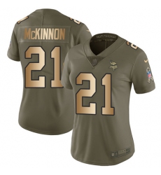 Women's Nike Minnesota Vikings #21 Jerick McKinnon Limited Olive/Gold 2017 Salute to Service NFL Jersey