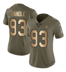 Women's Nike Minnesota Vikings #93 John Randle Limited Olive/Gold 2017 Salute to Service NFL Jersey