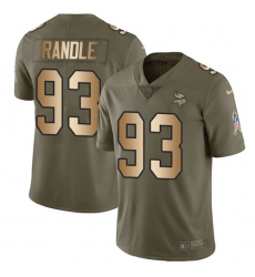 Youth Nike Minnesota Vikings #93 John Randle Limited Olive/Gold 2017 Salute to Service NFL Jersey
