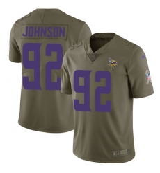 Youth Nike Minnesota Vikings #92 Tom Johnson Limited Olive 2017 Salute to Service NFL Jersey