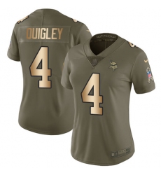 Women's Nike Minnesota Vikings #4 Ryan Quigley Limited Olive/Gold 2017 Salute to Service NFL Jersey