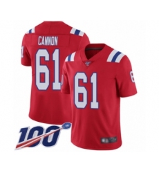 Men's New England Patriots #61 Marcus Cannon Red Alternate Vapor Untouchable Limited Player 100th Season Football Jersey