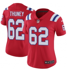 Women's Nike New England Patriots #62 Joe Thuney Red Alternate Vapor Untouchable Limited Player NFL Jersey