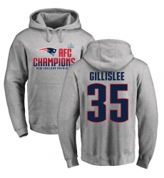 Nike New England Patriots #35 Mike Gillislee Heather Gray 2017 AFC Champions Pullover Hoodie