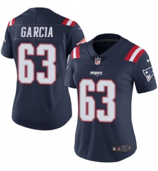 Women's Nike New England Patriots #63 Antonio Garcia Limited Navy Blue Rush Vapor Untouchable NFL Jersey