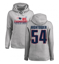 Women's Nike New England Patriots #54 Dont'a Hightower Heather Gray 2017 AFC Champions Pullover Hoodie