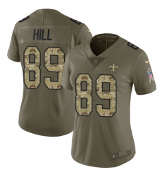 Women's Nike New Orleans Saints #89 Josh Hill Limited Olive/Camo 2017 Salute to Service NFL Jersey