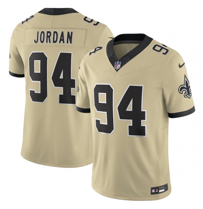 Men's New Orleans Saints #94 Cameron Jordan Gold 2025 F.U.S.E. Alternate Vapor Limited Football Stitched Jersey