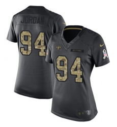 Women's Nike New Orleans Saints #94 Cameron Jordan Limited Black 2016 Salute to Service NFL Jersey
