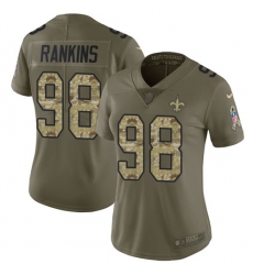 Women's Nike New Orleans Saints #98 Sheldon Rankins Limited Olive/Camo 2017 Salute to Service NFL Jersey