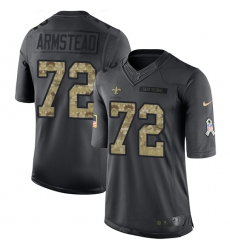 Men's Nike New Orleans Saints #72 Terron Armstead Limited Black 2016 Salute to Service NFL Jersey
