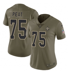 Women's Nike New Orleans Saints #75 Andrus Peat Limited Olive 2017 Salute to Service NFL Jersey