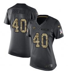 Women's Nike New Orleans Saints #40 Delvin Breaux Limited Black 2016 Salute to Service NFL Jersey