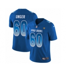 Men's Nike New Orleans Saints #60 Max Unger Limited Royal Blue NFC 2019 Pro Bowl NFL Jersey