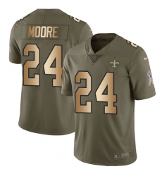 Youth Nike New Orleans Saints #24 Sterling Moore Limited Olive/Gold 2017 Salute to Service NFL Jersey