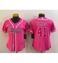 Women's New Orleans Saints #41 Alvin Kamara Pink With Patch Cool Base Stitched Baseball Jersey