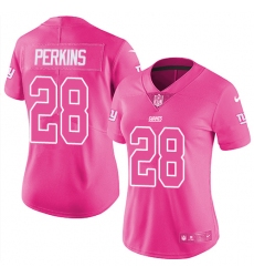 Women's Nike New York Giants #28 Paul Perkins Limited Pink Rush Fashion NFL Jersey