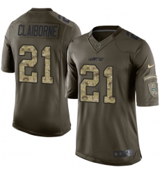 Men's Nike New York Jets #21 Morris Claiborne Elite Green Salute to Service NFL Jersey