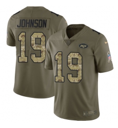Men's Nike New York Jets #19 Keyshawn Johnson Limited Olive/Camo 2017 Salute to Service NFL Jersey