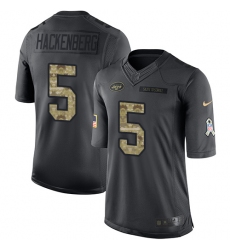 Men's Nike New York Jets #5 Christian Hackenberg Limited Black 2016 Salute to Service NFL Jersey