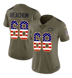 Women's Nike New York Jets #68 Kelvin Beachum Limited Olive/USA Flag 2017 Salute to Service NFL Jersey