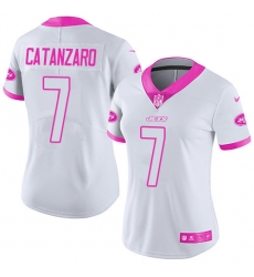 Women's Nike New York Jets #7 Chandler Catanzaro Limited White/Pink Rush Fashion NFL Jersey