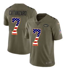 Youth Nike New York Jets #7 Chandler Catanzaro Limited Olive/USA Flag 2017 Salute to Service NFL Jersey