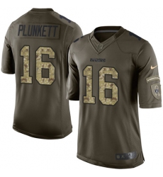Youth Nike Oakland Raiders #16 Jim Plunkett Elite Green Salute to Service NFL Jersey