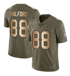 Youth Nike Oakland Raiders #88 Clive Walford Limited Olive/Gold 2017 Salute to Service NFL Jersey