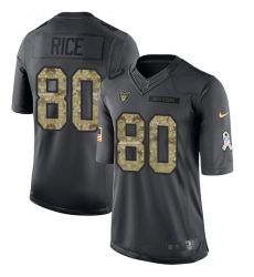 Men's Nike Oakland Raiders #80 Jerry Rice Limited Black 2016 Salute to Service NFL Jersey