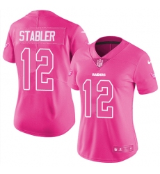 Women's Nike Oakland Raiders #12 Kenny Stabler Limited Pink Rush Fashion NFL Jersey