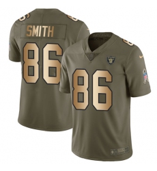 Men's Nike Oakland Raiders #86 Lee Smith Limited Olive/Gold 2017 Salute to Service NFL Jersey
