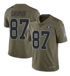 Youth Nike Oakland Raiders #87 Dave Casper Limited Olive 2017 Salute to Service NFL Jersey
