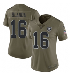 Women's Nike Oakland Raiders #16 George Blanda Limited Olive 2017 Salute to Service NFL Jersey