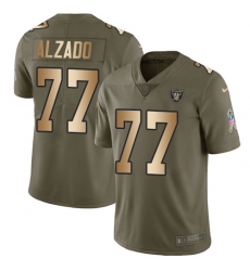 Men's Nike Oakland Raiders #77 Lyle Alzado Limited Olive/Gold 2017 Salute to Service NFL Jersey