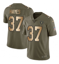 Youth Nike Oakland Raiders #37 Lester Hayes Limited Olive/Gold 2017 Salute to Service NFL Jersey