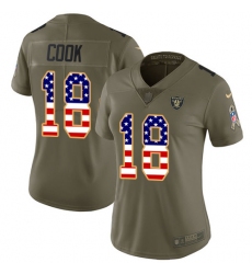 Women's Nike Oakland Raiders #18 Connor Cook Limited Olive/USA Flag 2017 Salute to Service NFL Jersey