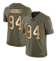 Men's Nike Oakland Raiders #94 Eddie Vanderdoes Limited Olive/Gold 2017 Salute to Service NFL Jersey