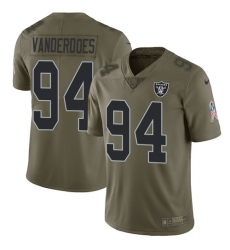 Youth Nike Oakland Raiders #94 Eddie Vanderdoes Limited Olive 2017 Salute to Service NFL Jersey