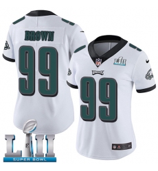 Women's Nike Philadelphia Eagles #99 Jerome Brown White Vapor Untouchable Limited Player Super Bowl LII NFL Jersey
