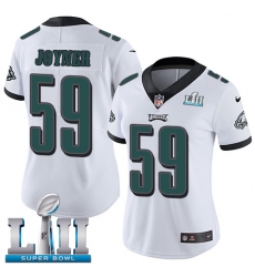 Women's Nike Philadelphia Eagles #59 Seth Joyner White Vapor Untouchable Limited Player Super Bowl LII NFL Jersey