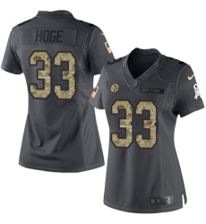 Women's Nike Pittsburgh Steelers #33 Merril Hoge Limited Black 2016 Salute to Service NFL Jersey