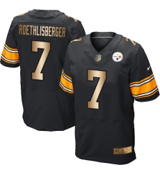 Men's Nike Pittsburgh Steelers #7 Ben Roethlisberger Elite Black/Gold Team Color NFL Jersey