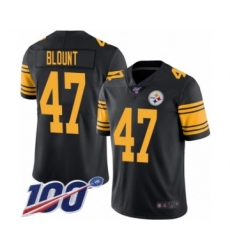 Men's Pittsburgh Steelers #47 Mel Blount Limited Black Rush Vapor Untouchable 100th Season Football Jersey