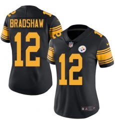 Women's Nike Pittsburgh Steelers #12 Terry Bradshaw Limited Black Rush Vapor Untouchable NFL Jersey